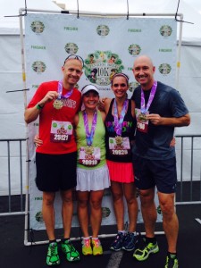 Kris (overall winner) and wife Mindy Przeor with Me and John after the 10K.